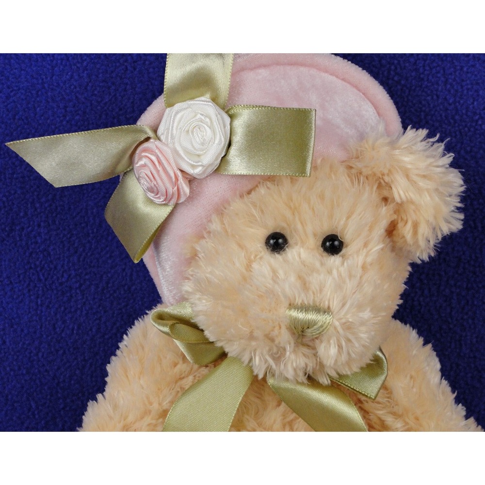 RARE Ganz Drucilla Girl Bear Plush Tan Pink Pill Hat Roses Bow Stuffed Animal - Picture 2 of 8